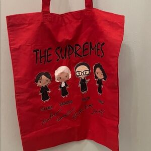 “The Supremes” Library Book Bag Tote Women of Supreme Court 100% Cotton Red